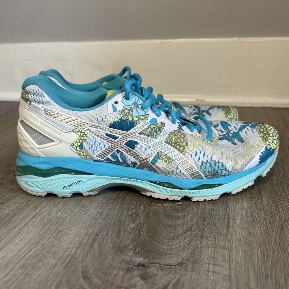 Asics Gel Kayano 23 Womens 8.5 Running Shoes Blue Floral Athletic Sneaker T6A5N